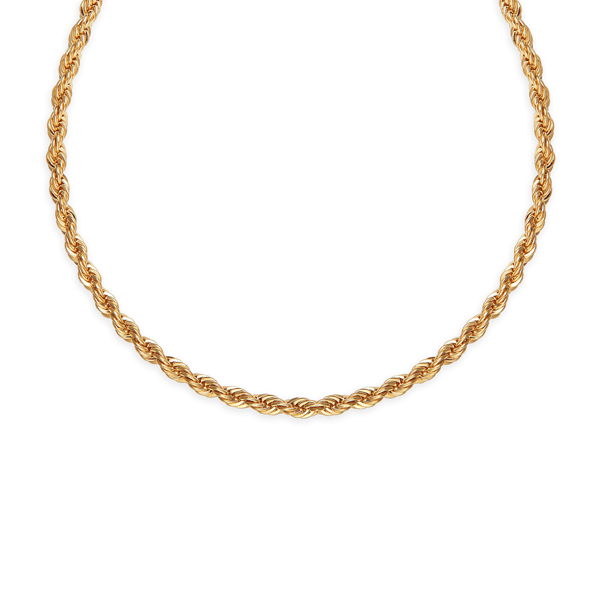 Collier Plaqué Or Maille Corde 4mm 50cm