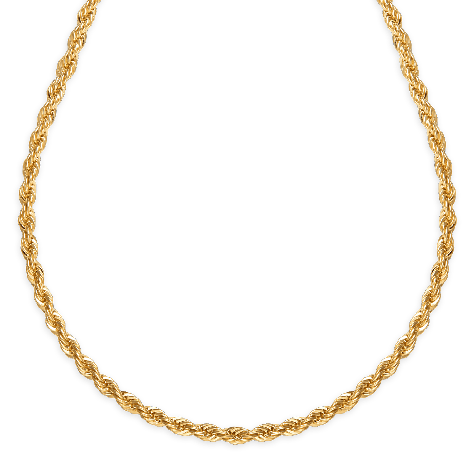 Collier Plaqué Or Maille Corde 4mm 50cm