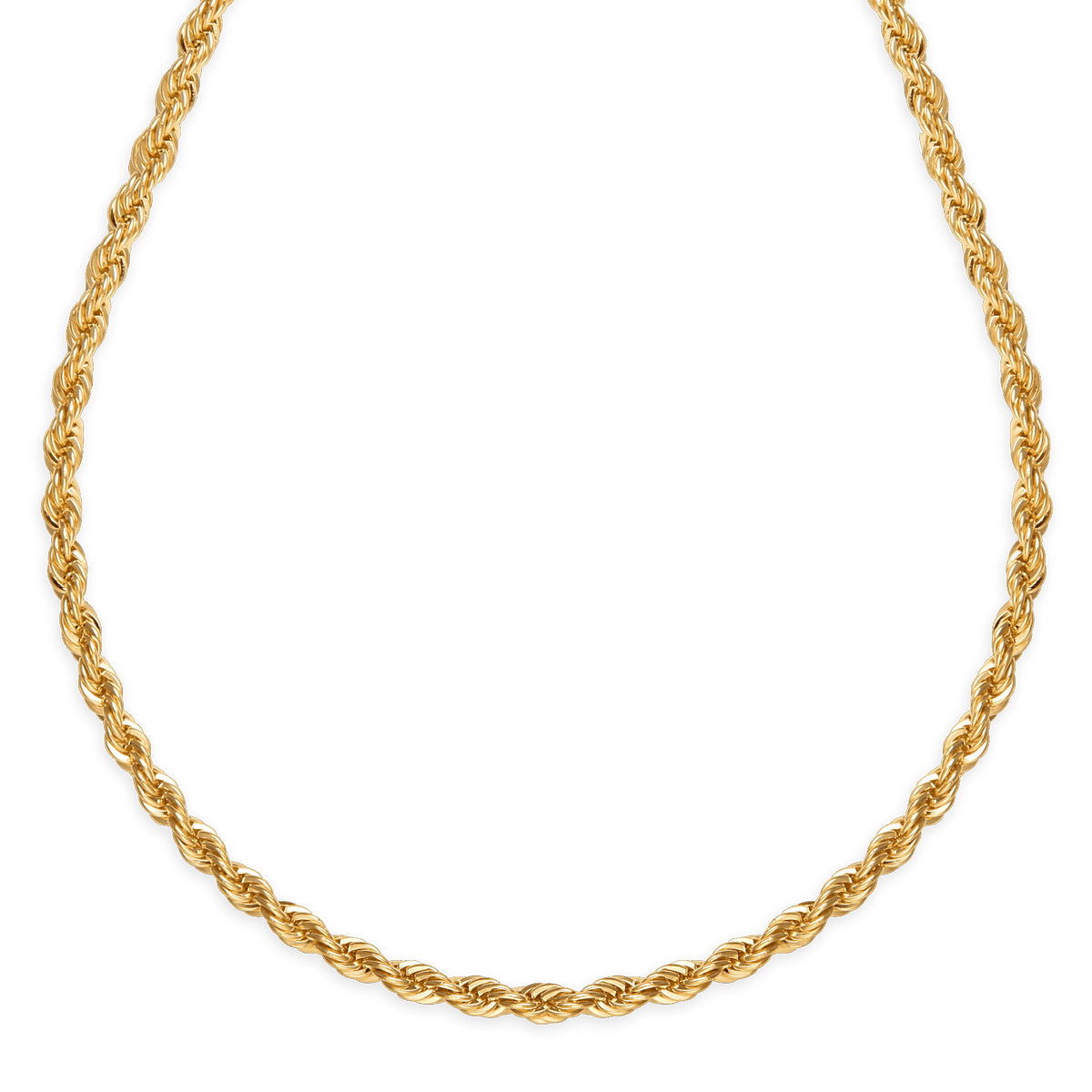 Collier Plaqué Or Maille Corde 4mm 50cm