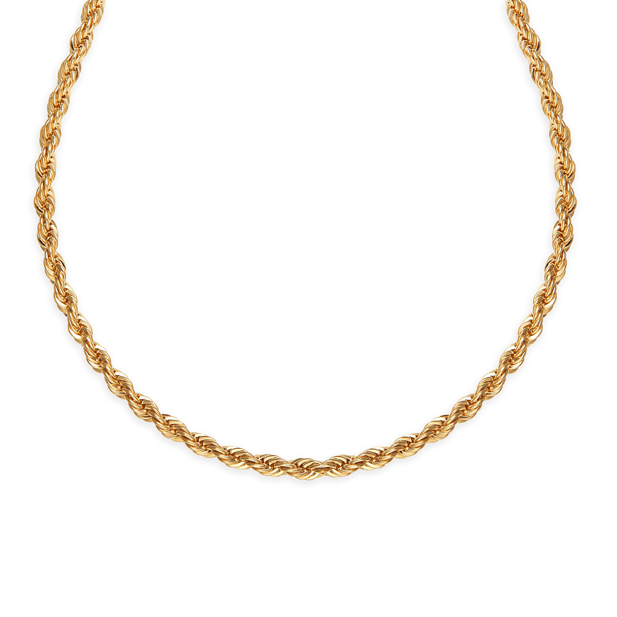 Collier Plaqué Or Maille Corde 4mm 60cm