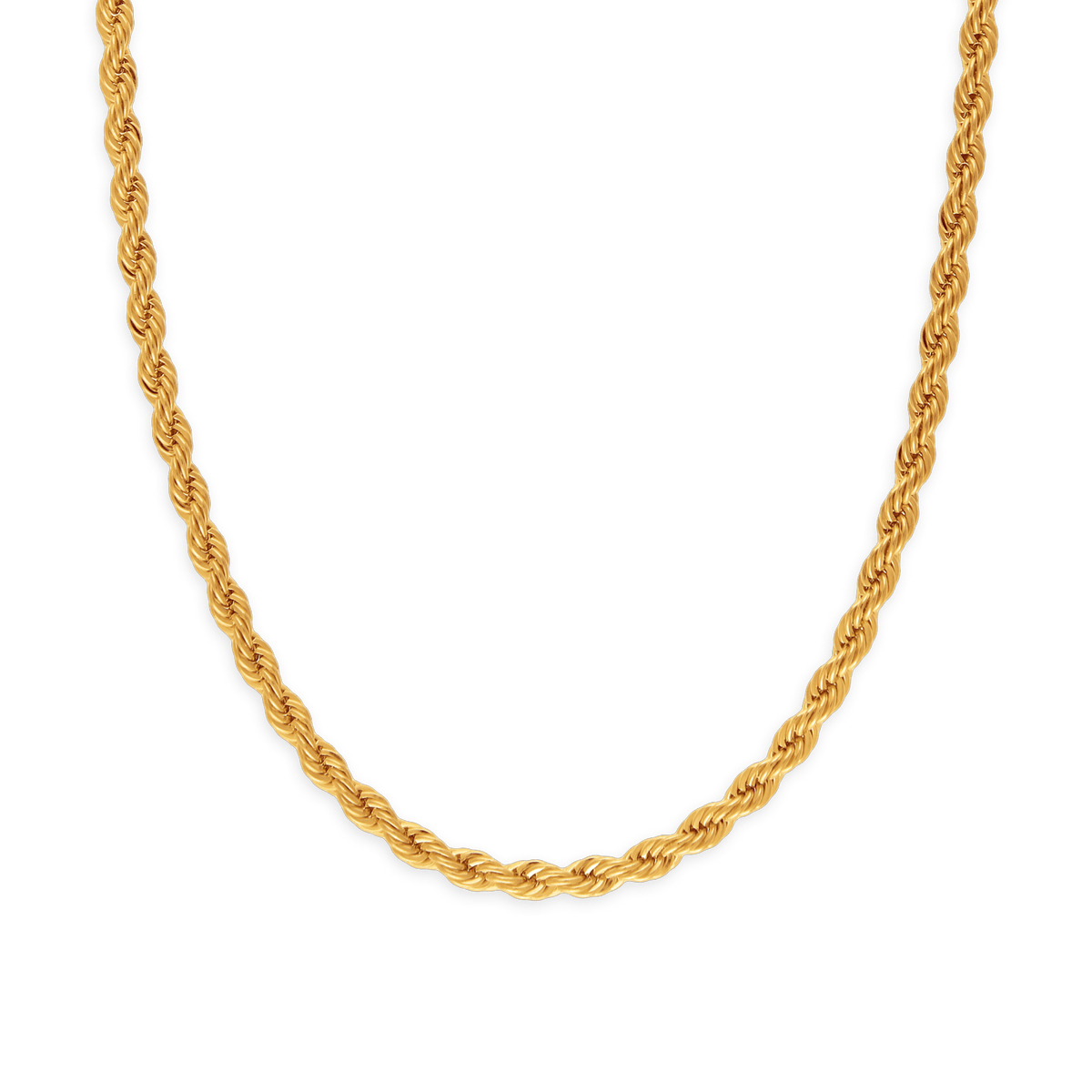 Collier Plaqué Or Maille Corde 4mm 60cm