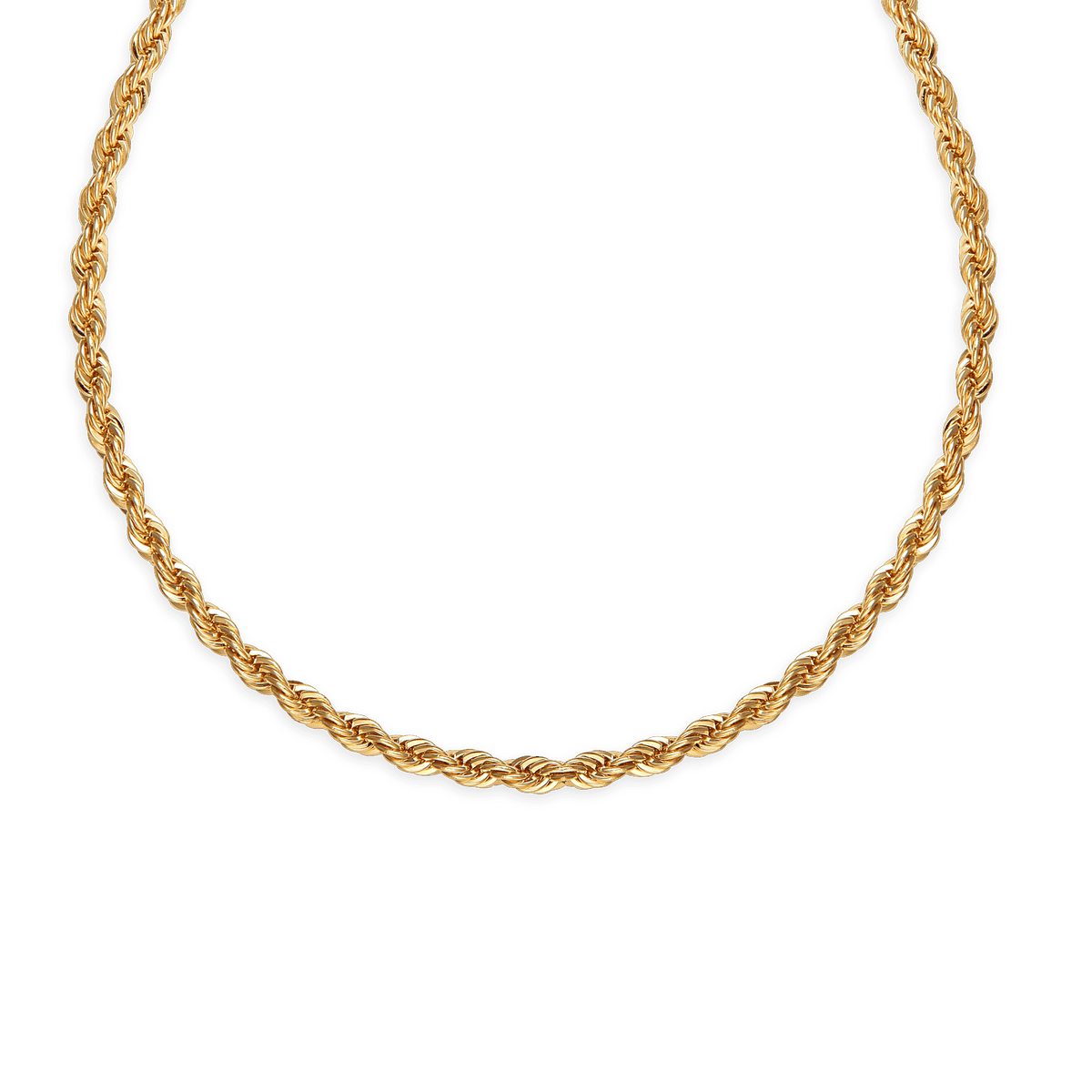 Collier Plaqué Or Maille Corde 4mm 70cm