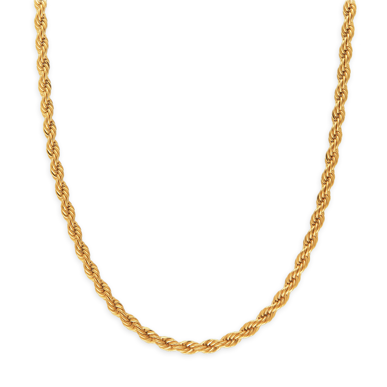 Collier Plaqué Or Maille Corde 4mm 70cm