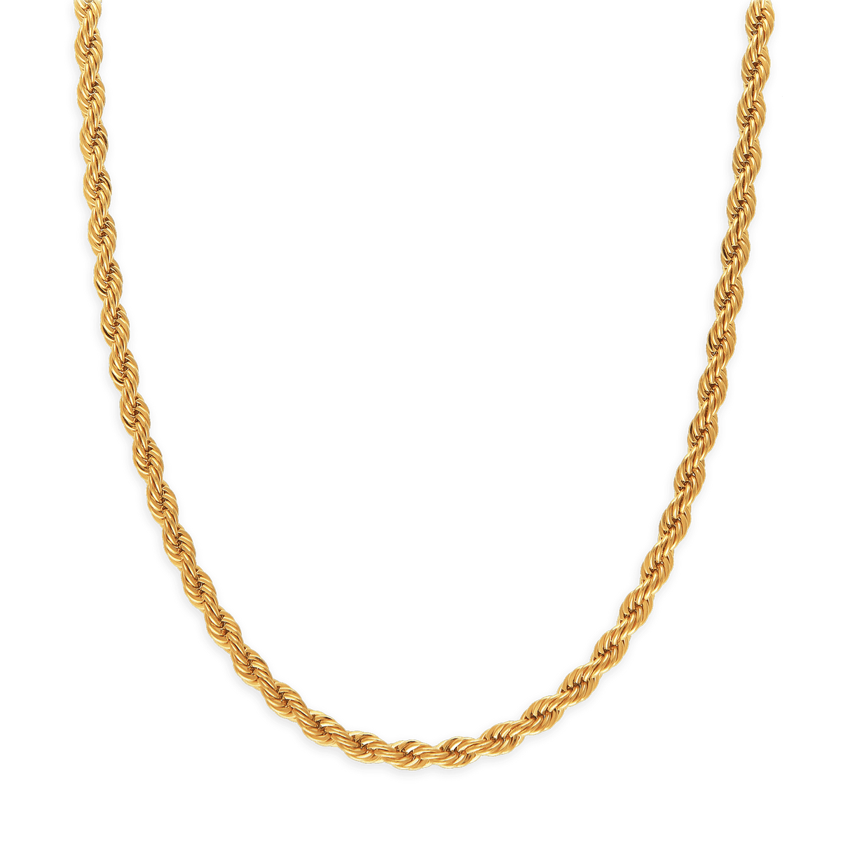 Collier Plaqué Or Maille Corde 4mm 70cm