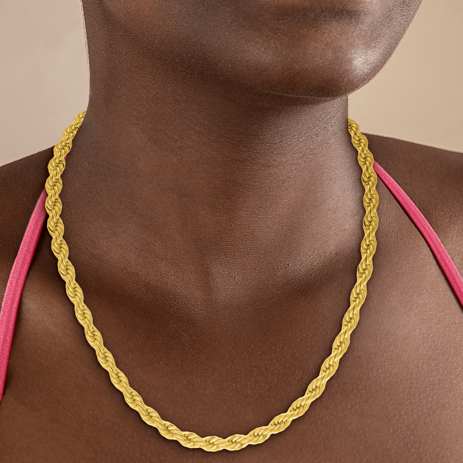 Collier plaqué or maille corde