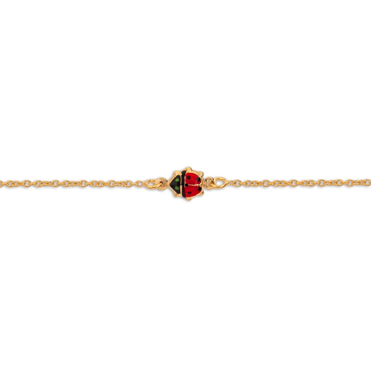Bracelet Or 375 Coccinelle Email Rouge Noir Vert 5.5mm 12 à 14mm