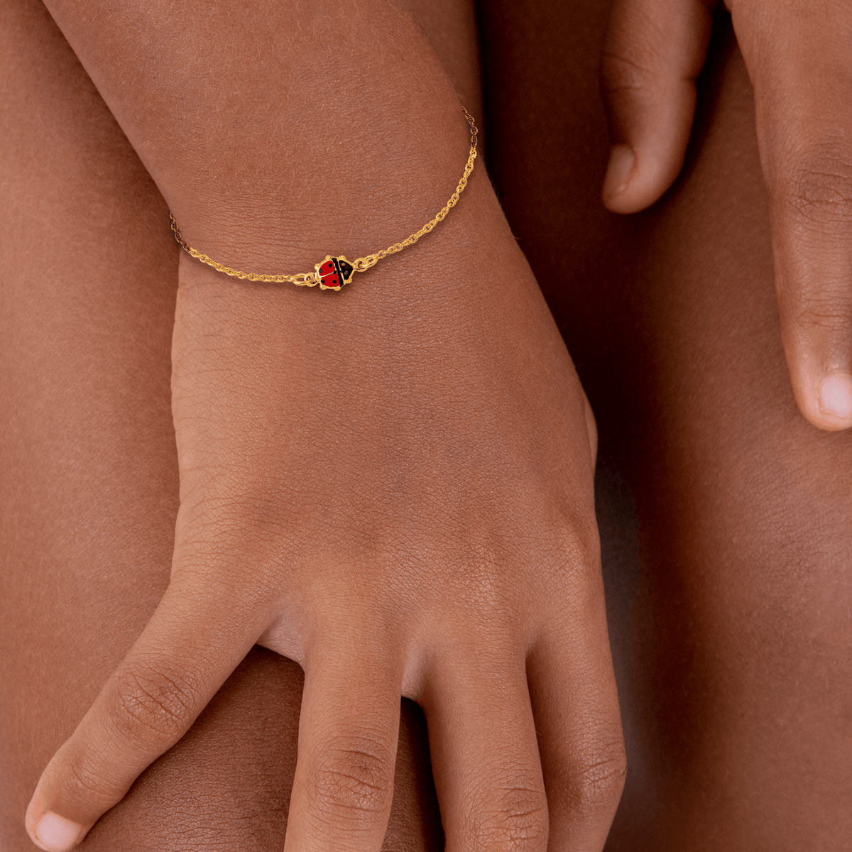 Bracelet Or 375 Coccinelle Email Rouge Noir Vert 5.5mm 12 à 14mm