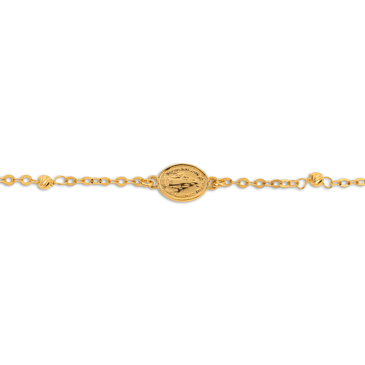 Bracelet Chapelet Or 375 Boules Médaille Miraculeuse 6.5*8mm 15 à 17cm