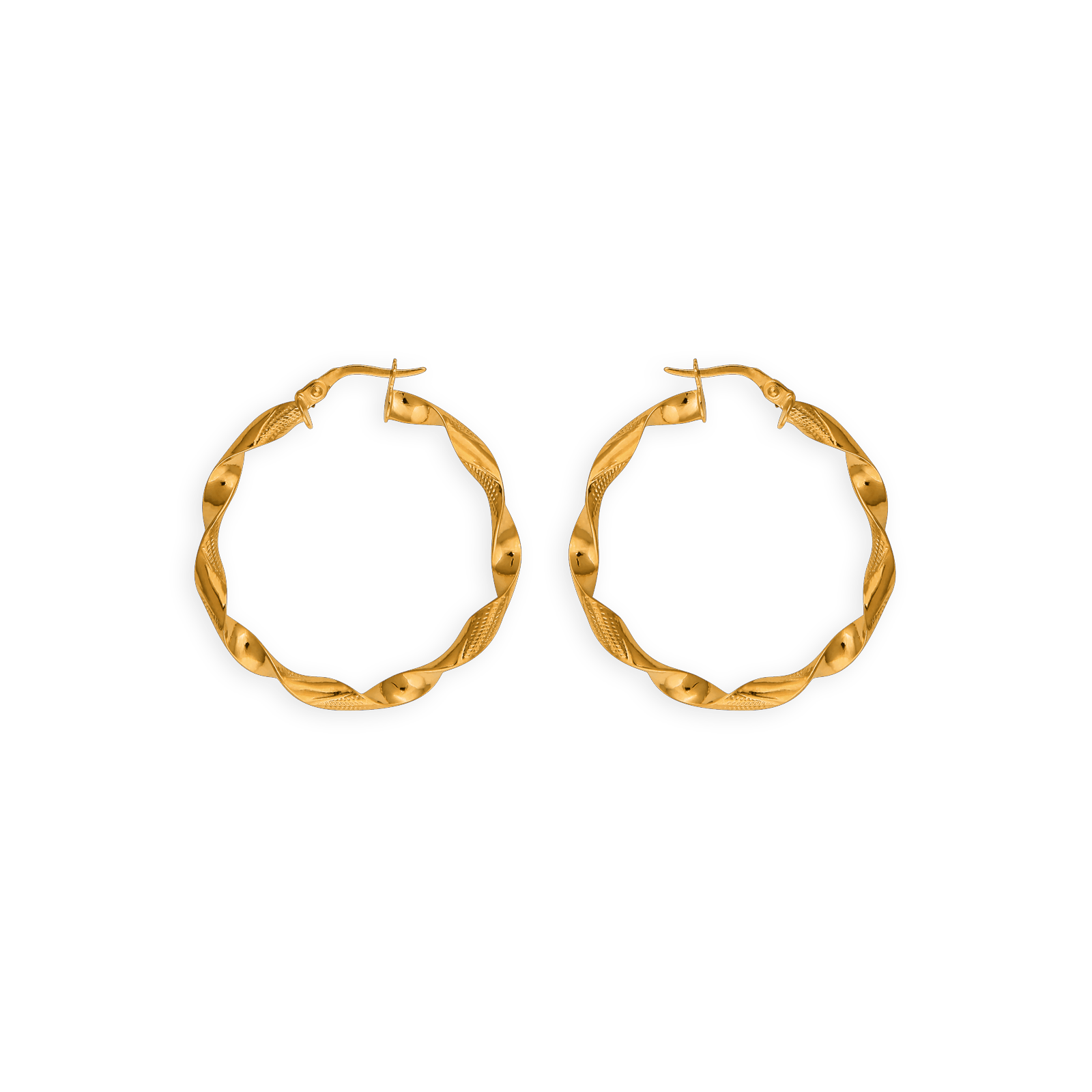 créoles or 9 carats torsadées fantaisie 30mm