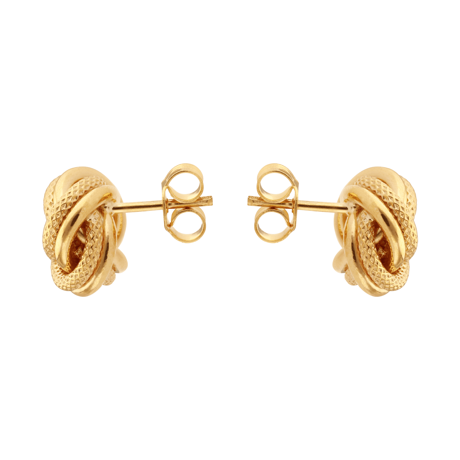 Boucles d'Oreilles Nœud deux fils Lisse et Godronné 9.5mm