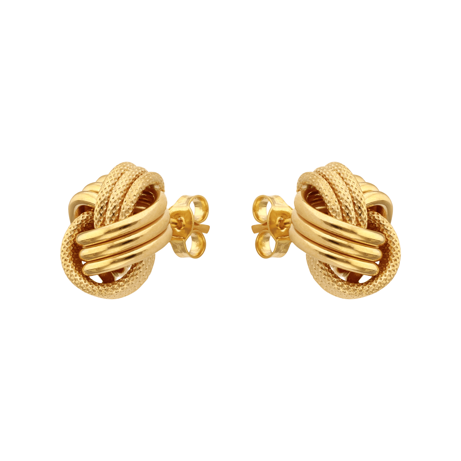 Boucles d'Oreilles Nœud trois fils Lisse et Godronné 13mm