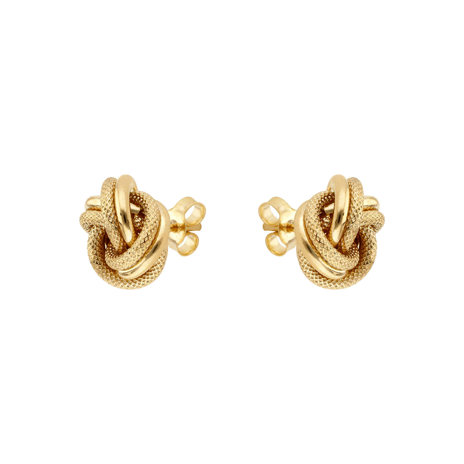 Boucles d'Oreilles Nœud deux fils Lisses et godronnées 12 millimètres
