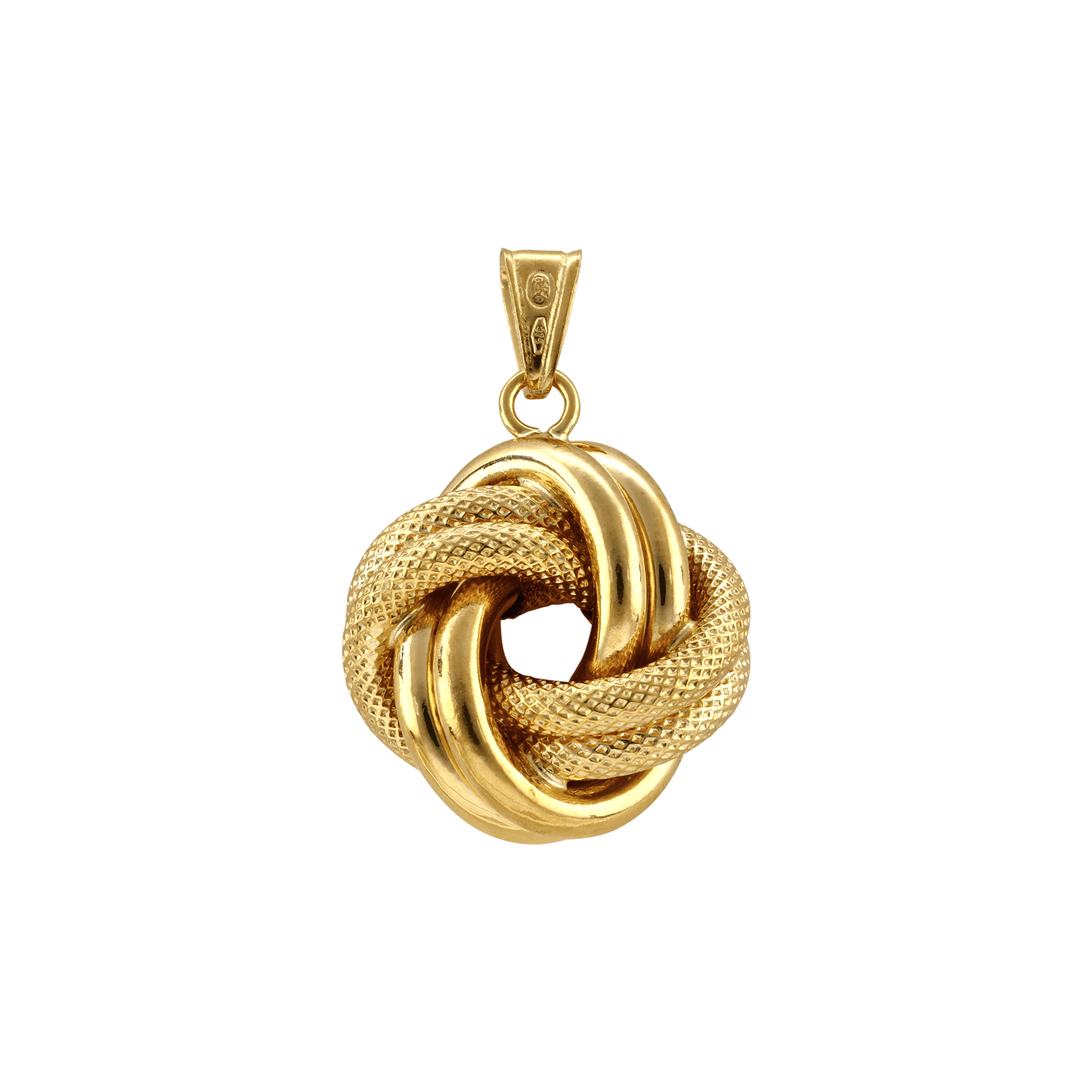 Pendentif nœud deux fils lisse et godronné 19mm