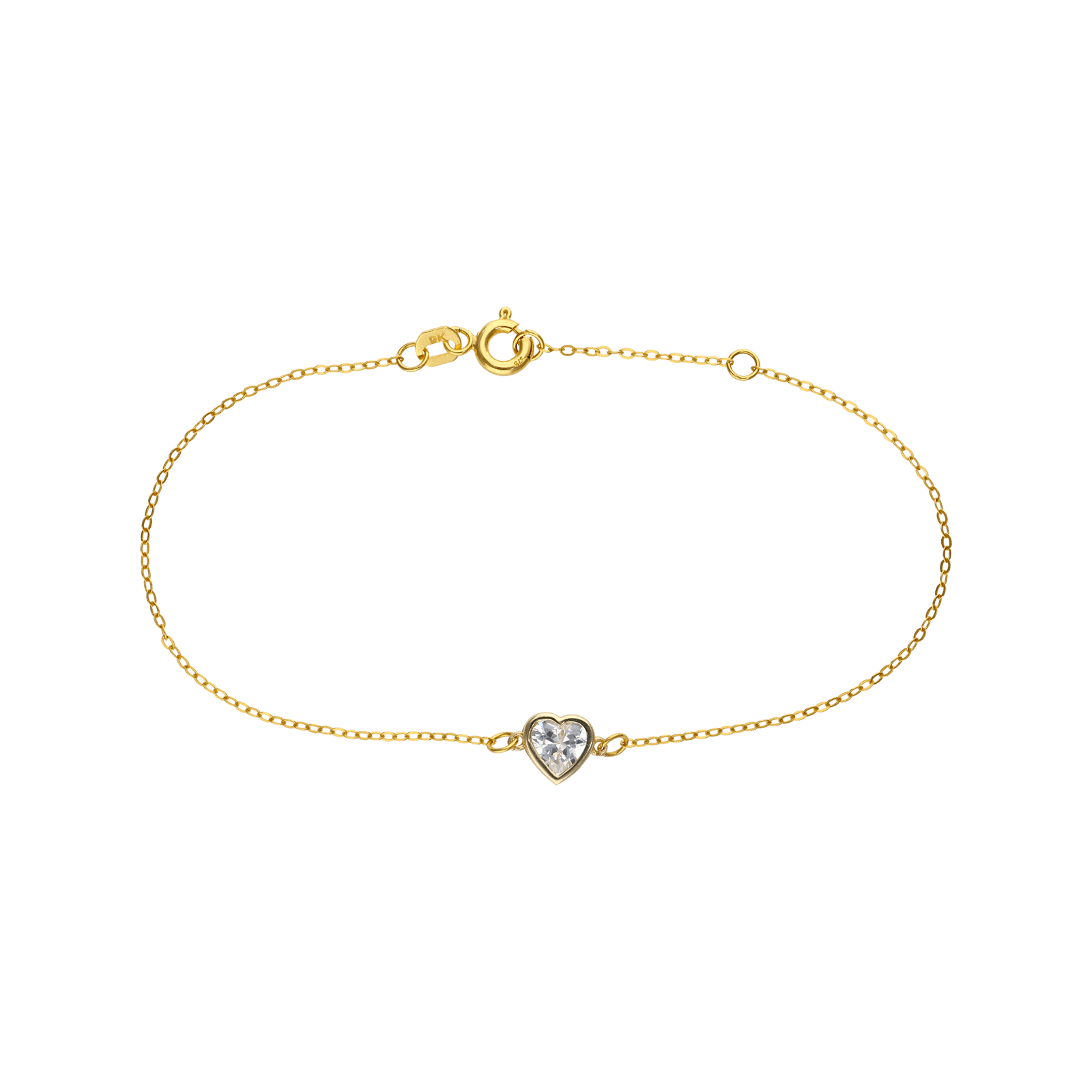 bracelet coeur Oxyde de Zirconium Serti clos 15,5 plus 2 centimètres