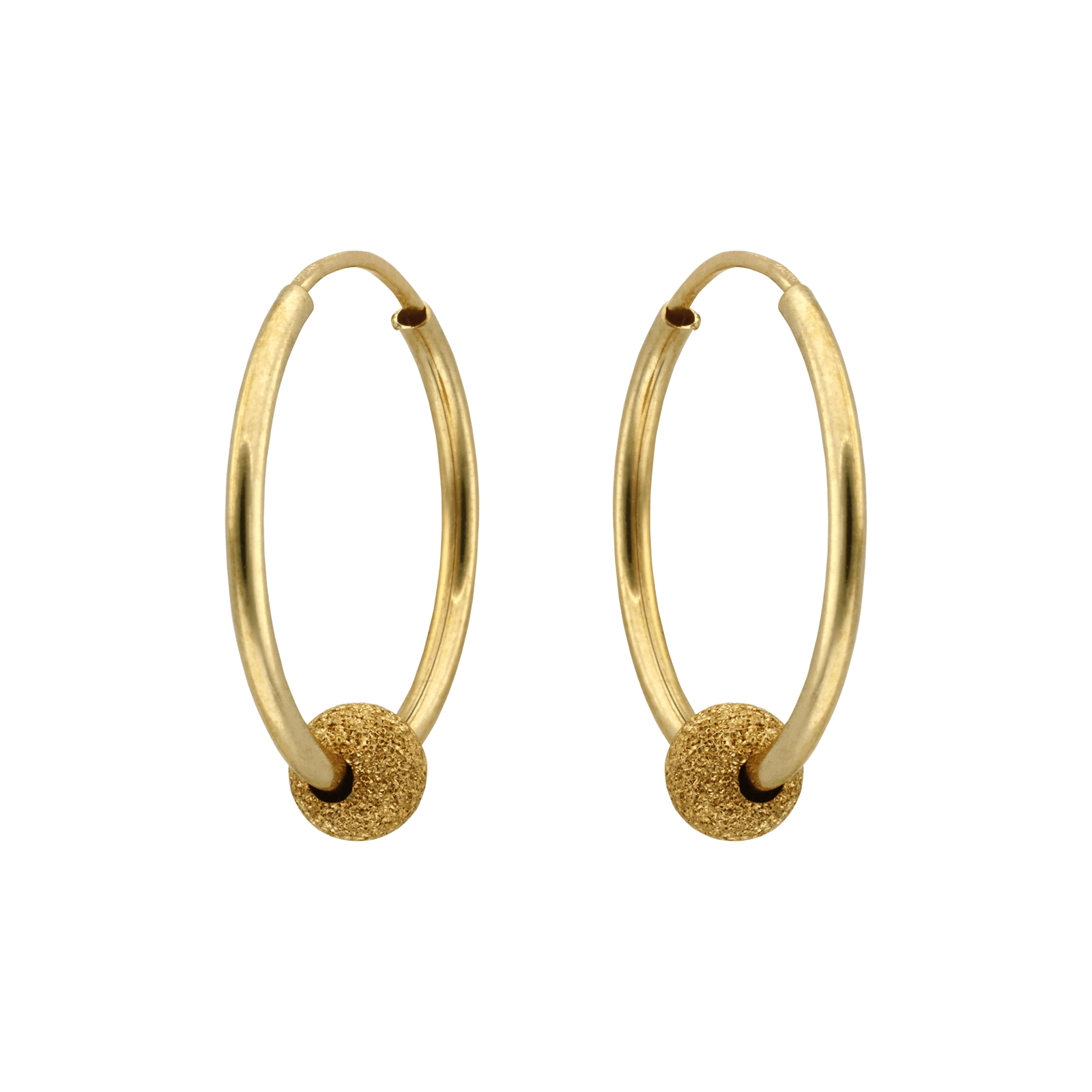 Créoles flexible Fil Lisse 1.2/16mm plus boule quatre millimètres sablé