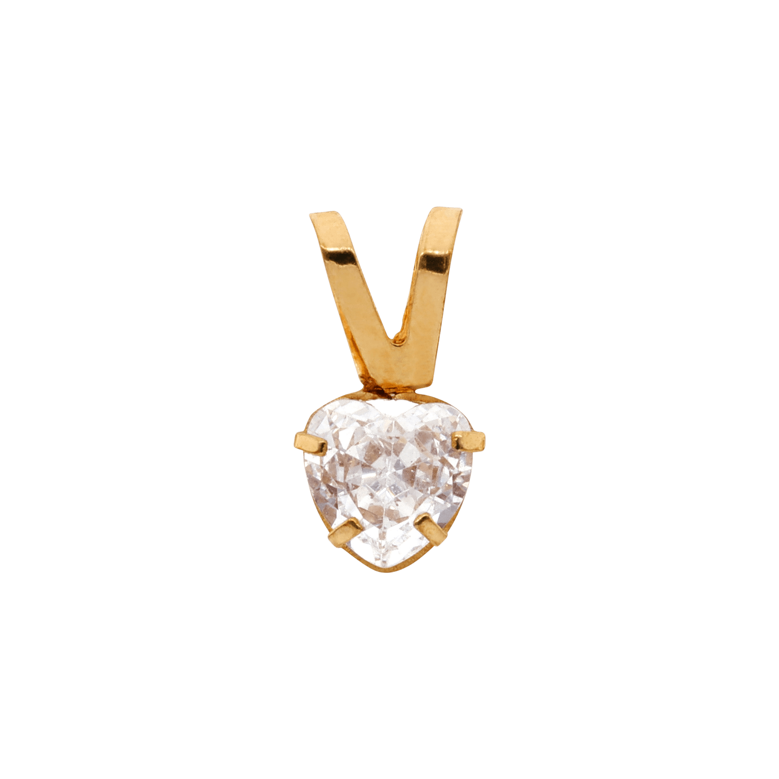 Pendentif Coeur Zirconium 4 Griffres 6*11mm avec Bélière Or375
