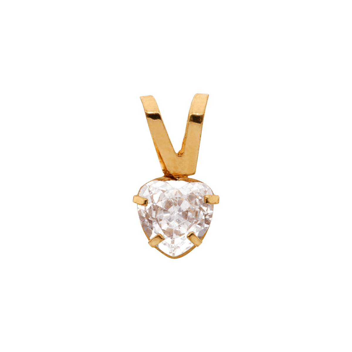 Pendentif Or 375 Coeur Zirconium 4 Griffes 6*11mm Avec Bélière