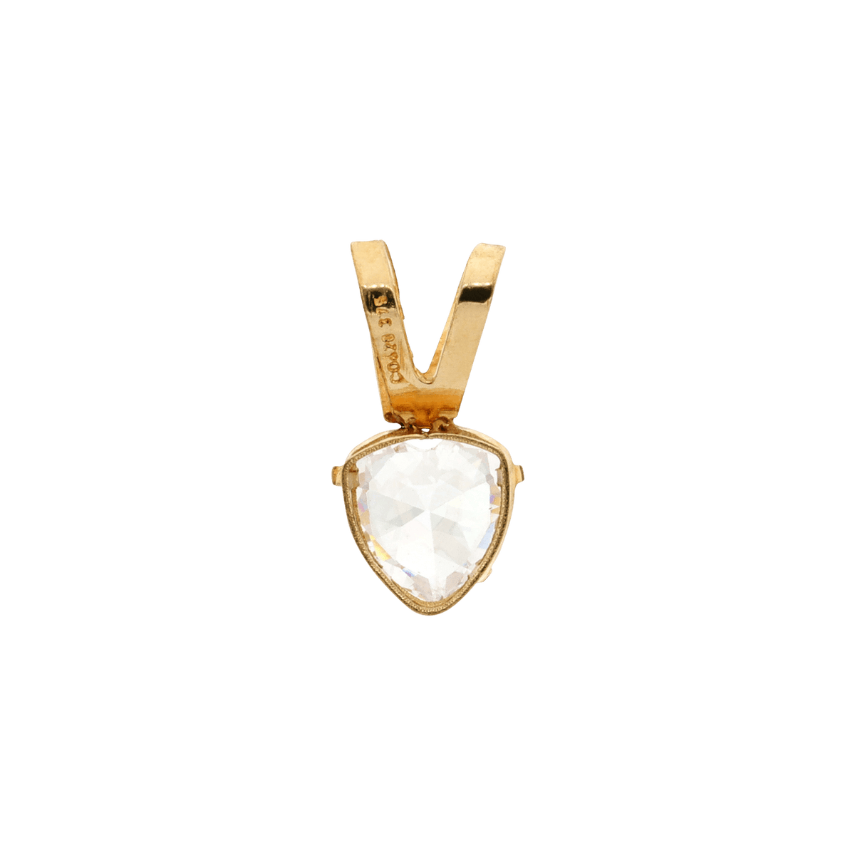 Pendentif Or 375 Coeur Zirconium 4 Griffes 6*11mm Avec Bélière