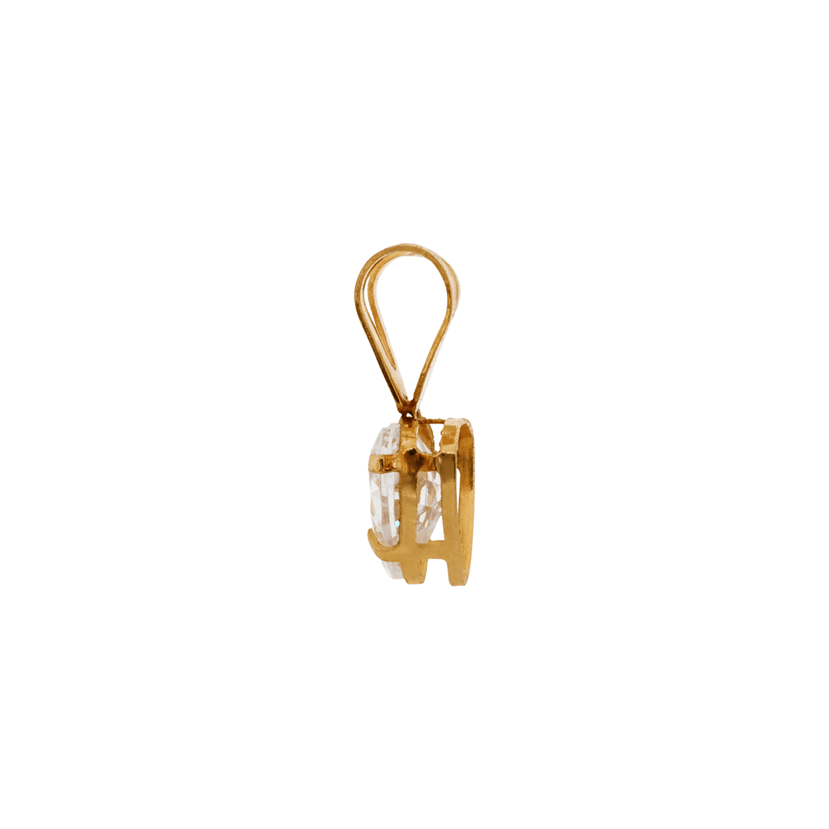 Pendentif Or 375 Coeur Zirconium 4 Griffes 6*11mm Avec Bélière
