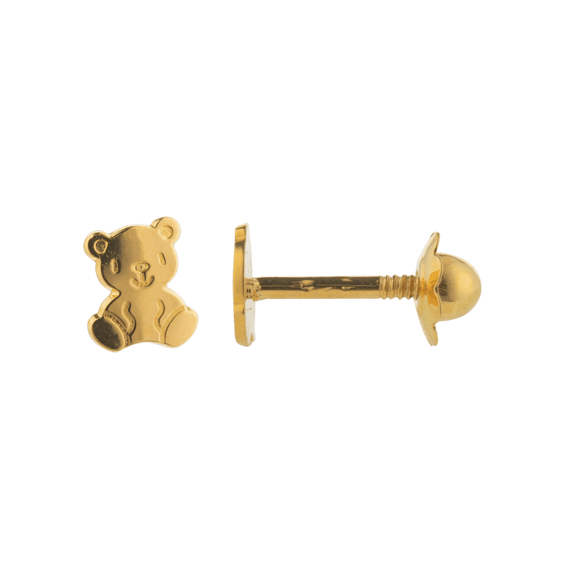 Boucles D'oreilles Ourson 4*5mm Or 750 Fermeture Vis