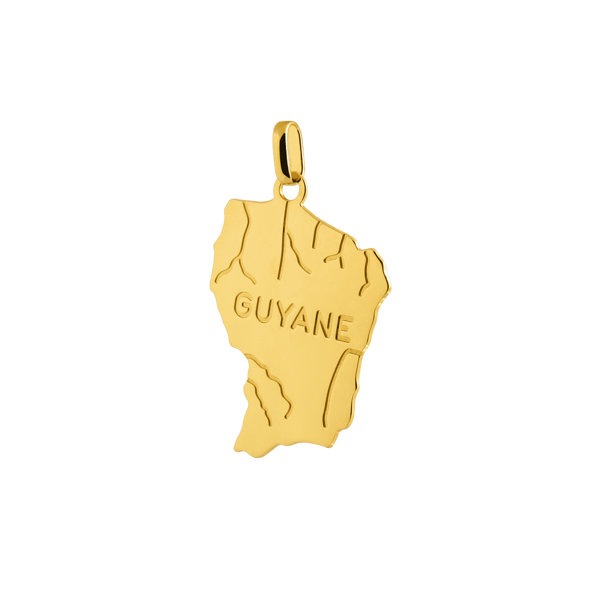Pendentif Or 750 Carte Guyane 17*28mm Avec Bélière