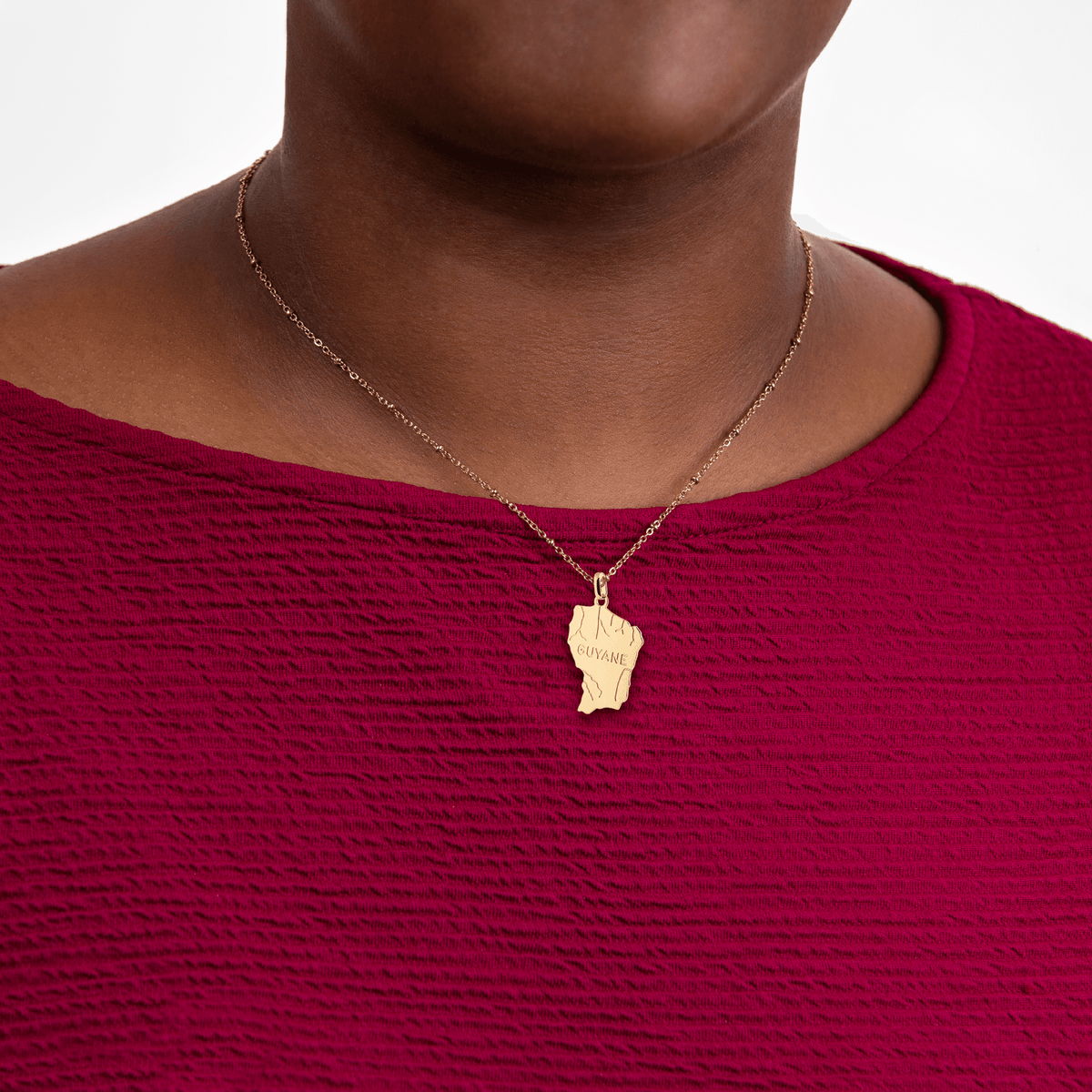 Pendentif Or 750 Carte Guyane 17*28mm Avec Bélière