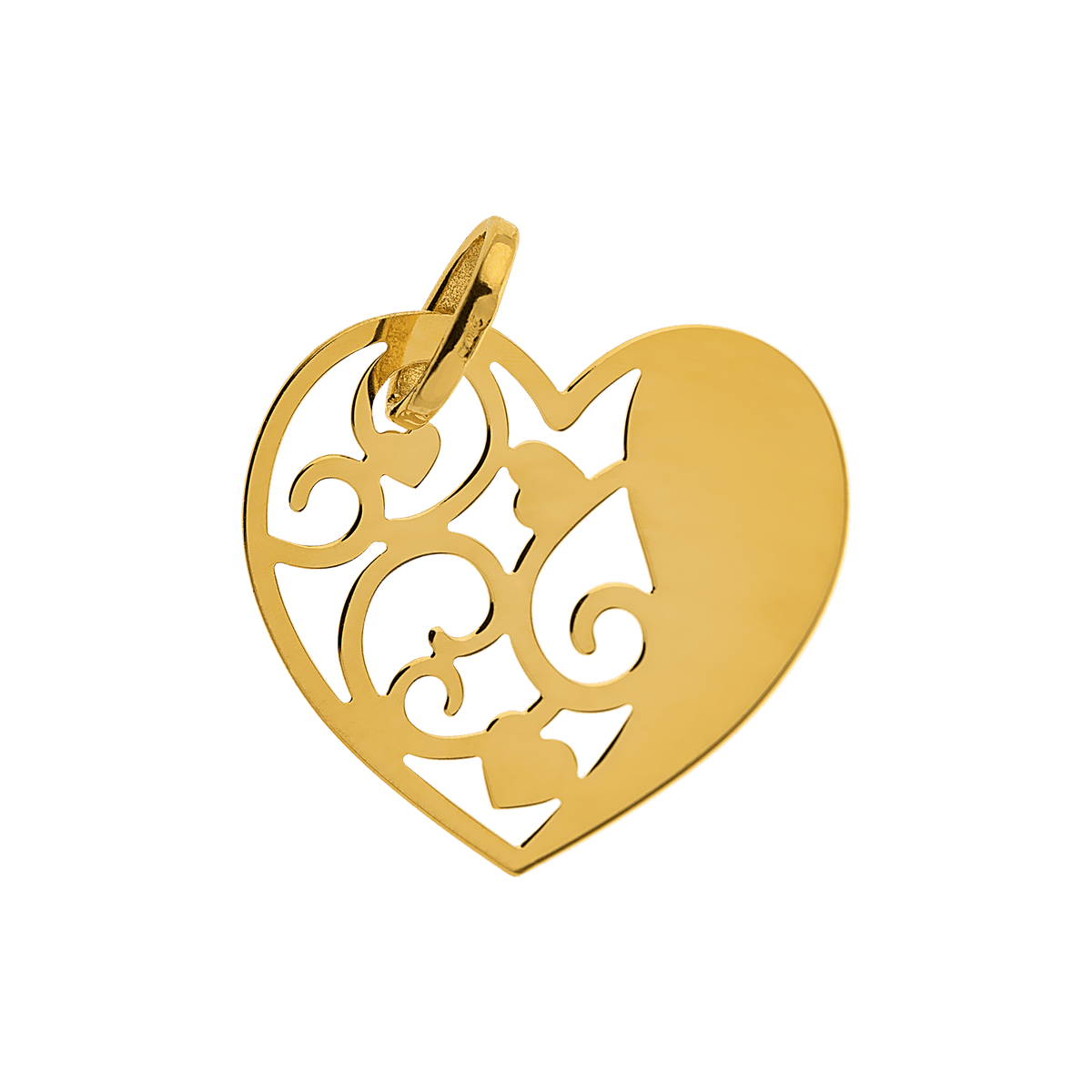 Pendentif Or 750 Cœur Motif Ajouré 17*19mm Avec Bélière