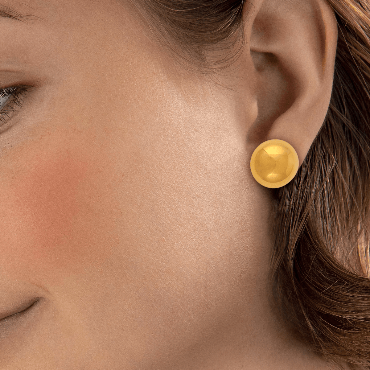 Boucles D'oreilles Or 375 Bouton 17mm