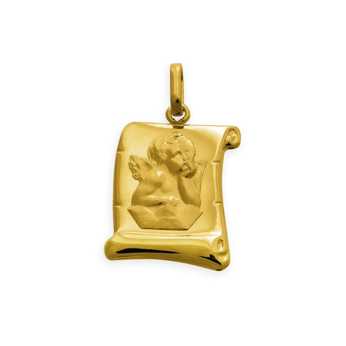 Médaille Or 375 Parchemin Ange 14*24mm Avec Bélière