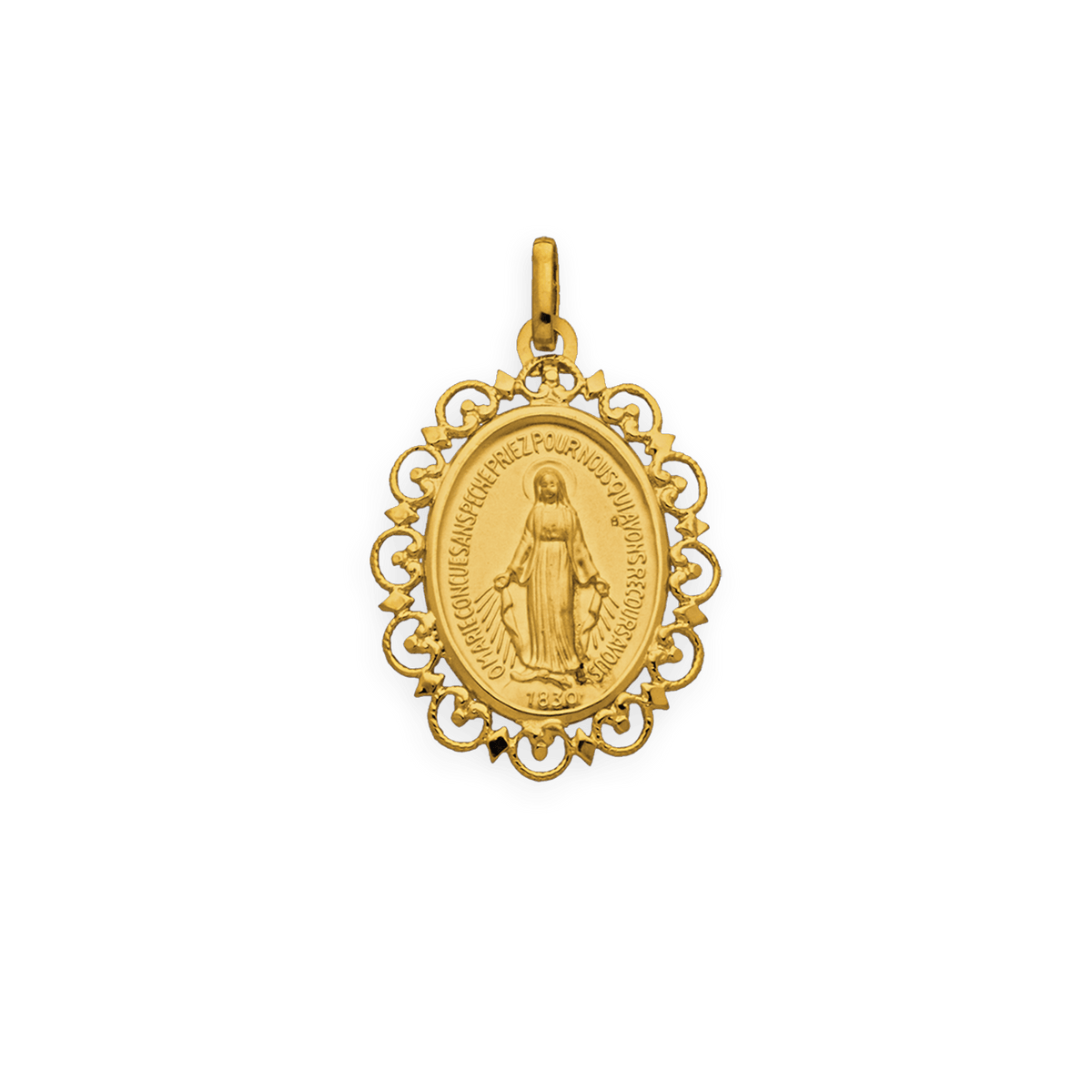 Médaille Or 375 Ovale Vierge Miraculeuse 23*33mm Avec Bélière
