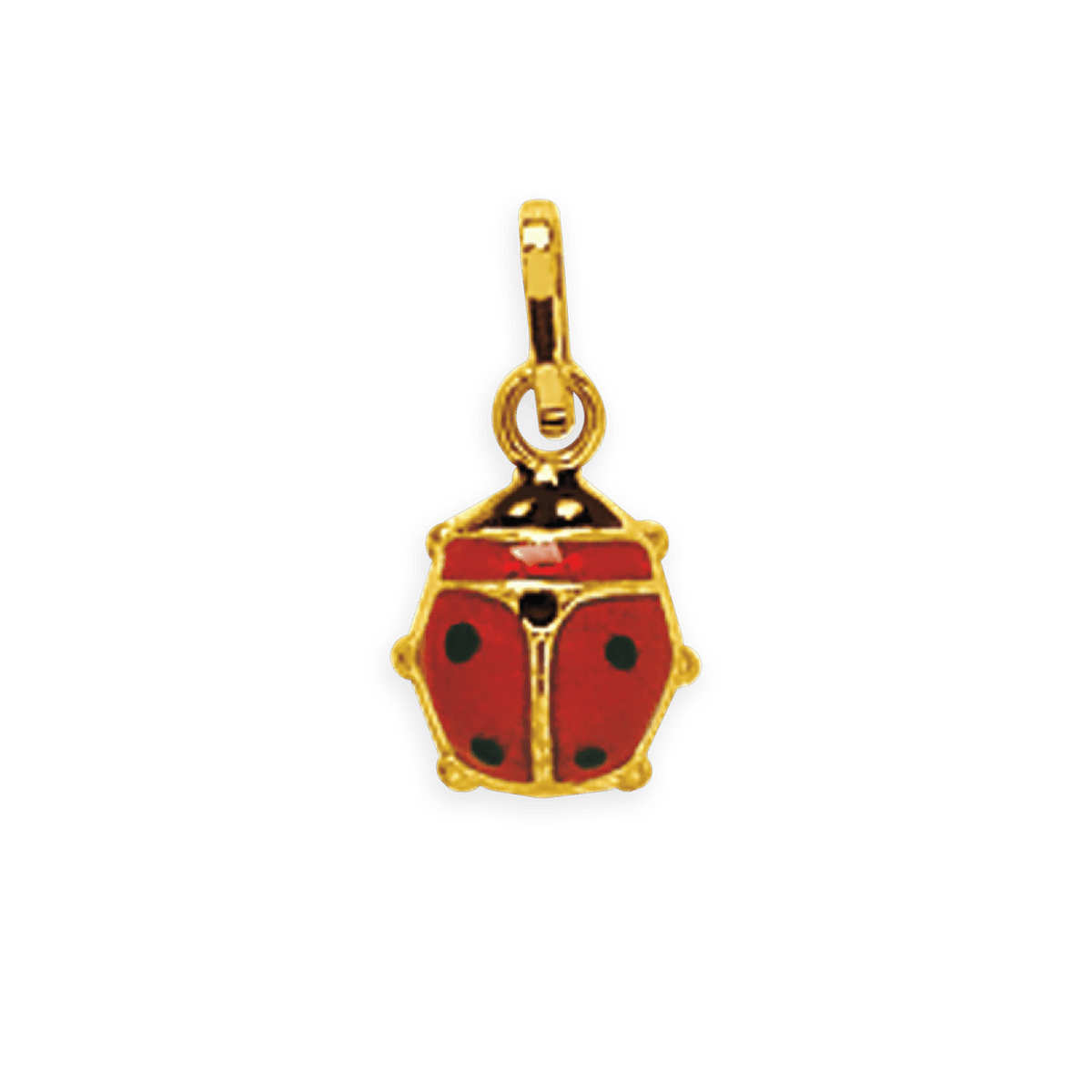 Pendentif Or 375 Coccinelle Laque Rouge 5*11mm Avec Bélière