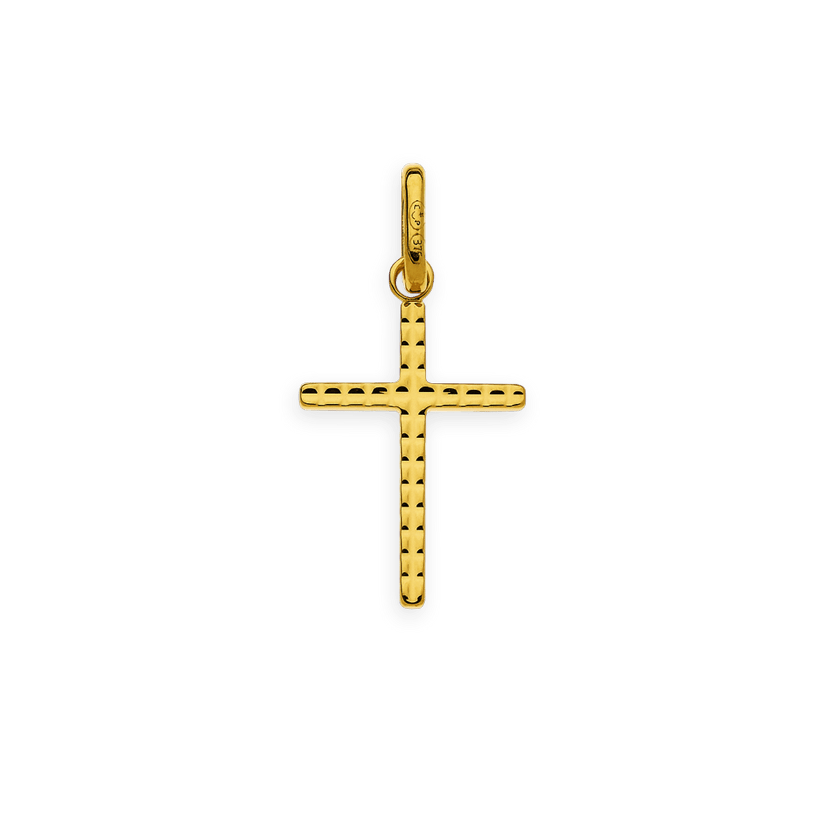 Croix Or 375 Martelée 9.70*19mm Avec Bélière