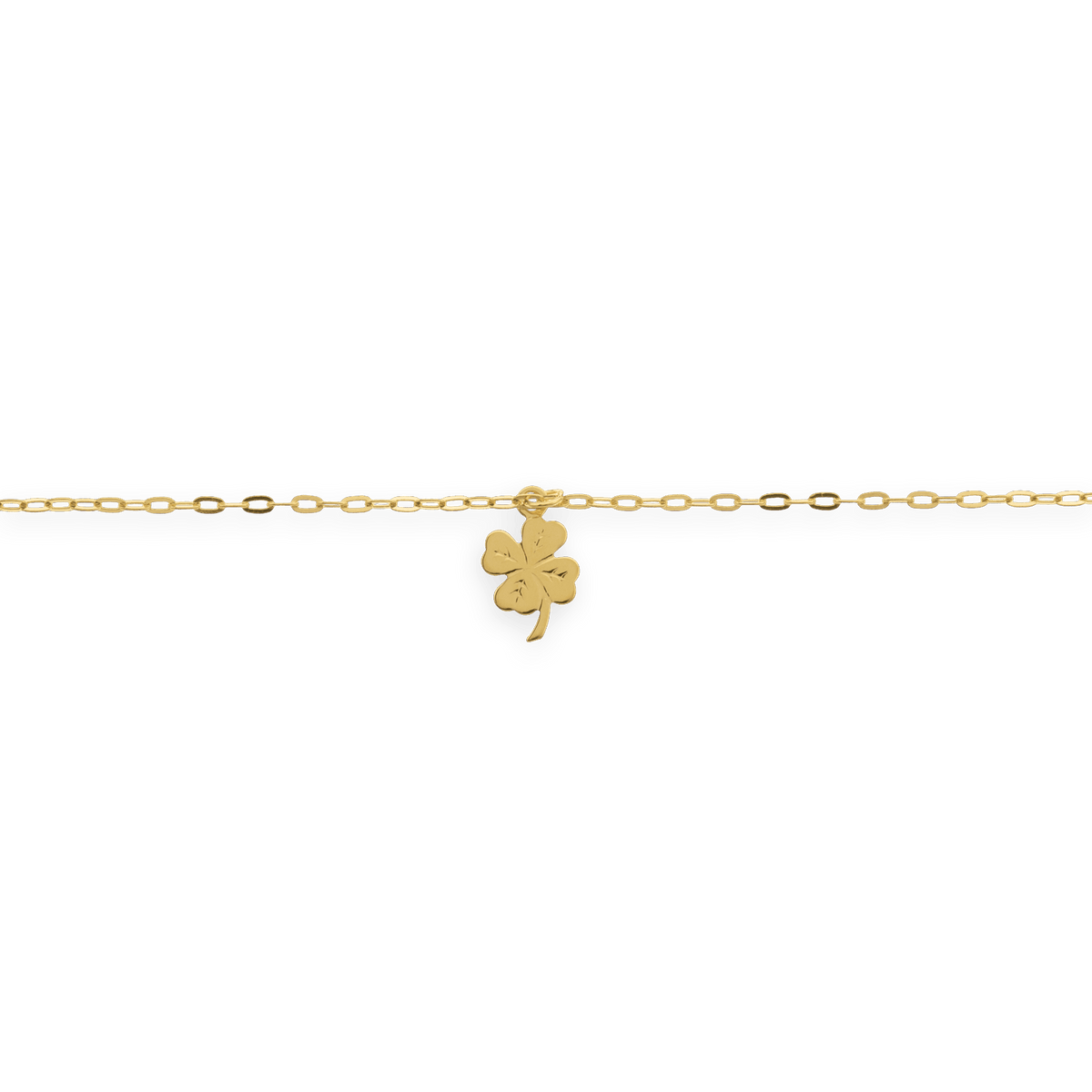 Chaîne Cheville Or 375 1.2mm 25 à 27cm Trèfle 6.5*9mm