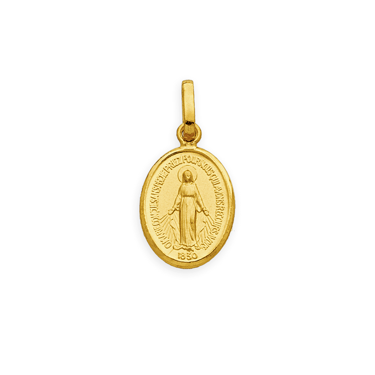 Médaille Or 375 Ovale Vierge Miraculeuse 10*20mm Avec Bélière