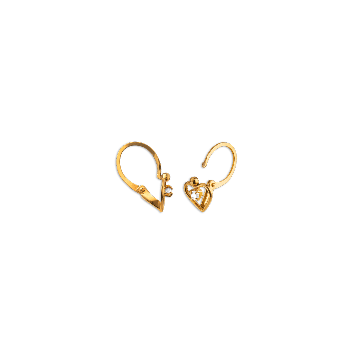 Boucles D'oreilles Or 375 Pendant 13mm Cœur Zirconium 7mm