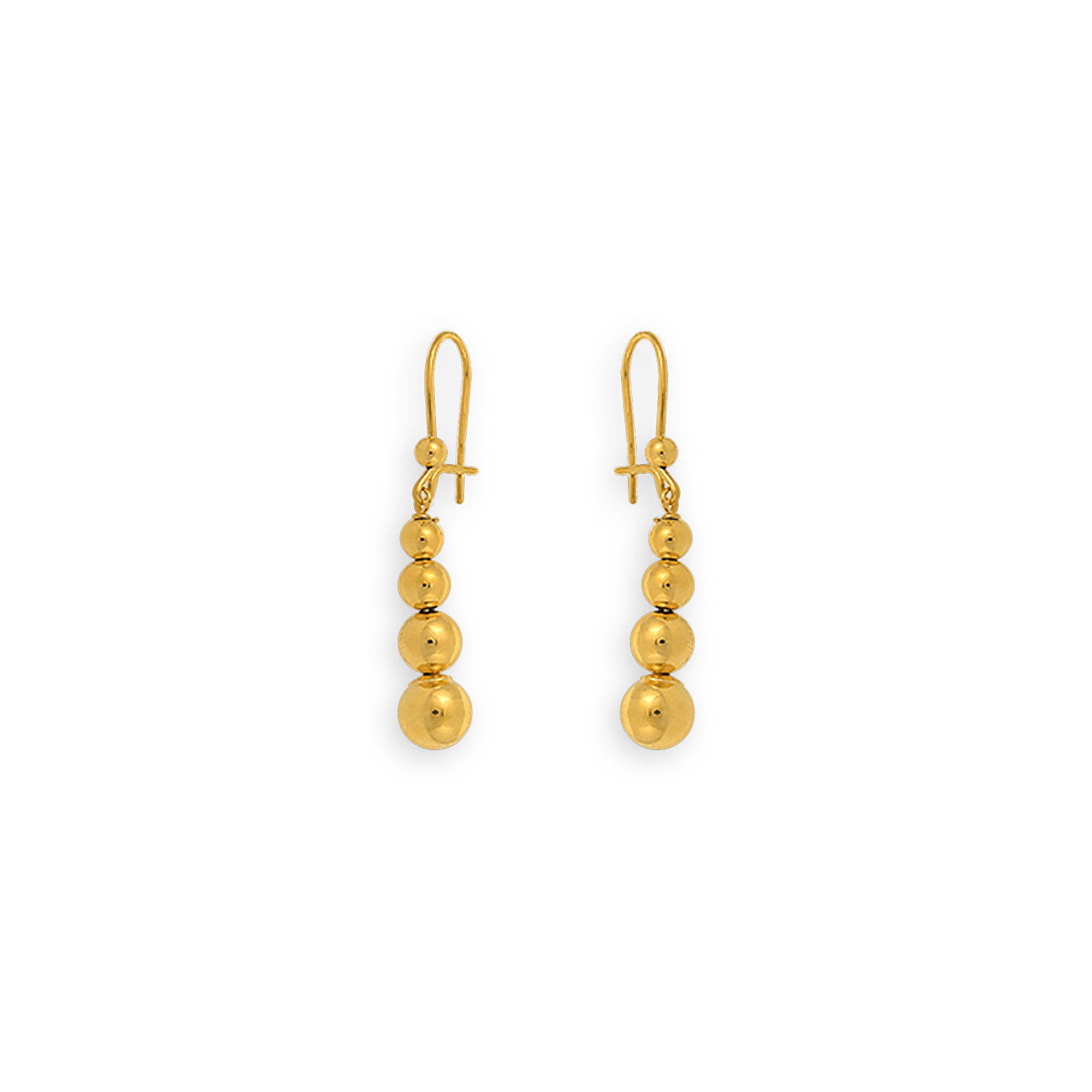 Boucles D'oreilles Or375 Pendant 37mm Grain D'or 3 A 7mm