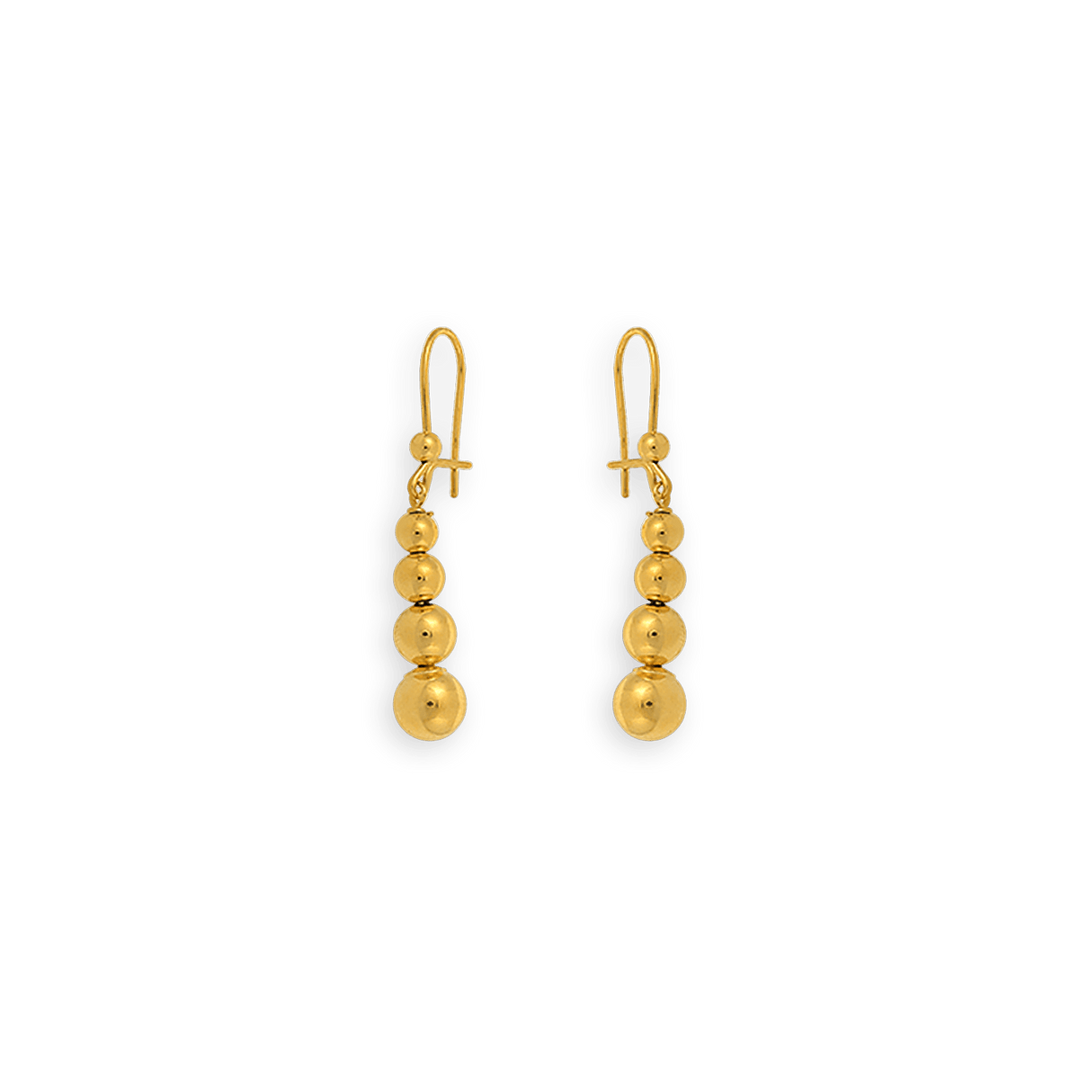 Boucles D'oreilles Or 375 Pendant 37mm Boules 3 à 7mm