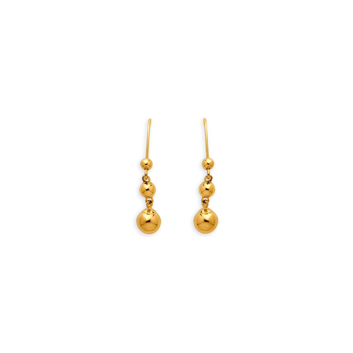 Boucles D'oreilles Or 375 Pendant 30mm Boules 3 à 6mm