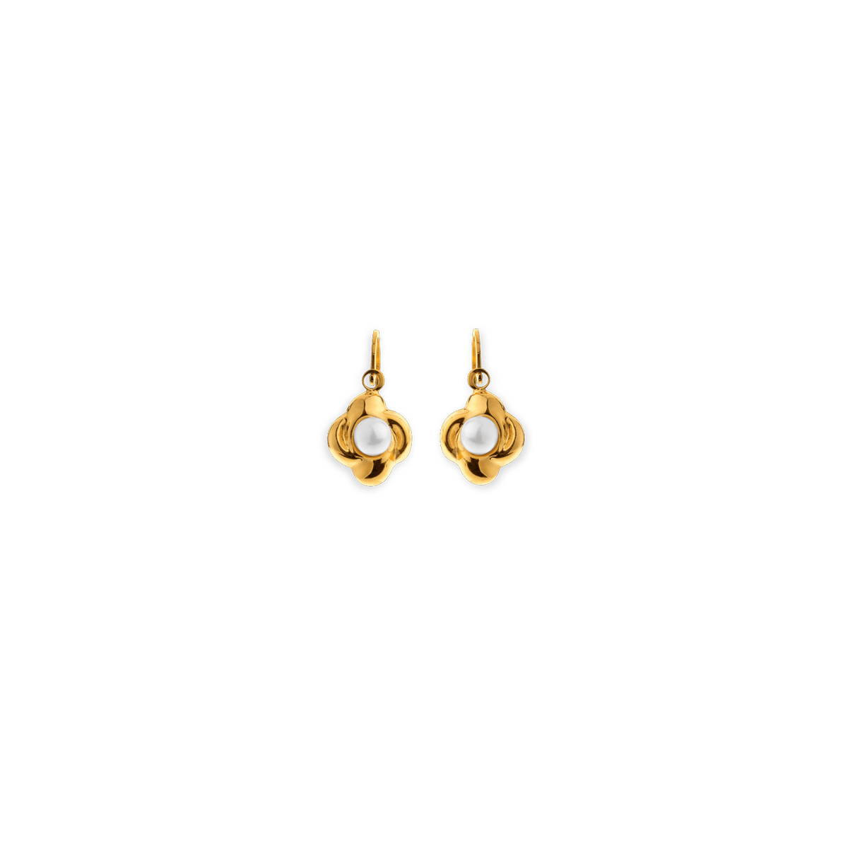 Boucles D'oreilles Or 375 Pendant 15mm Motif Perle Culture 7.5mm