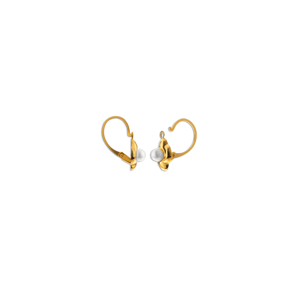 Boucles D'oreilles Or 375 Pendant 15mm Motif Perle Culture 7.5mm