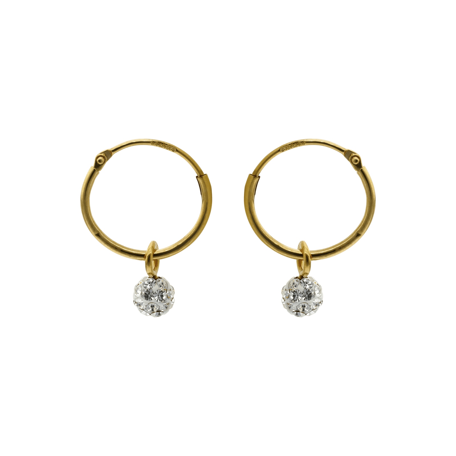 Boucles d'Oreilles Créole Strass blanc 1/10mm intérieur