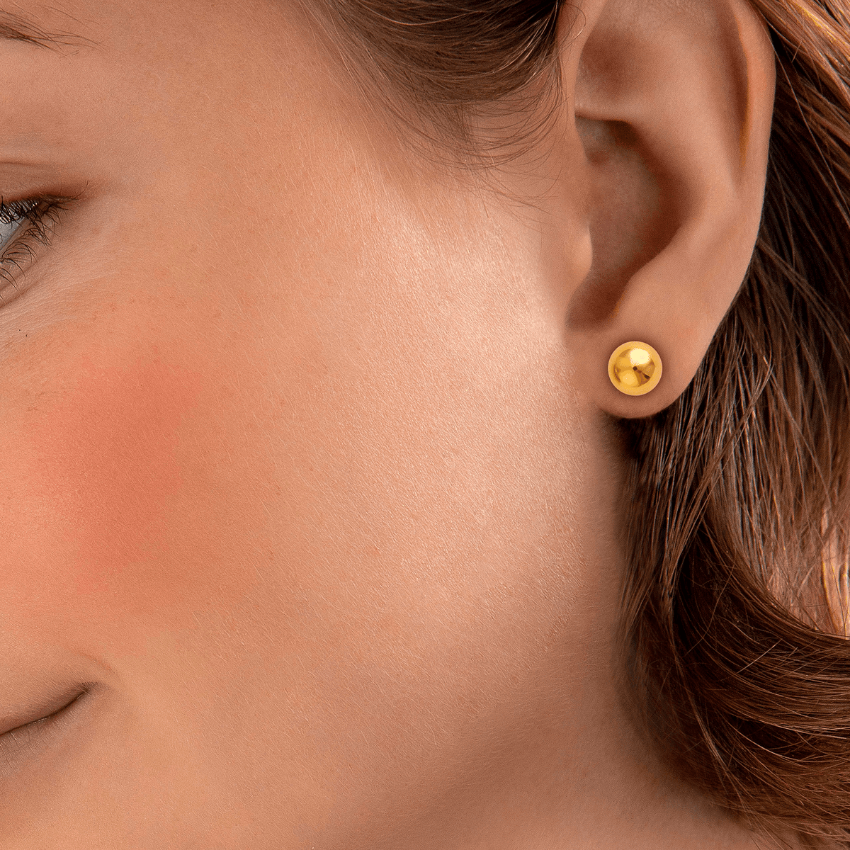 Boucles D'oreilles Or 375 Bouton 8mm