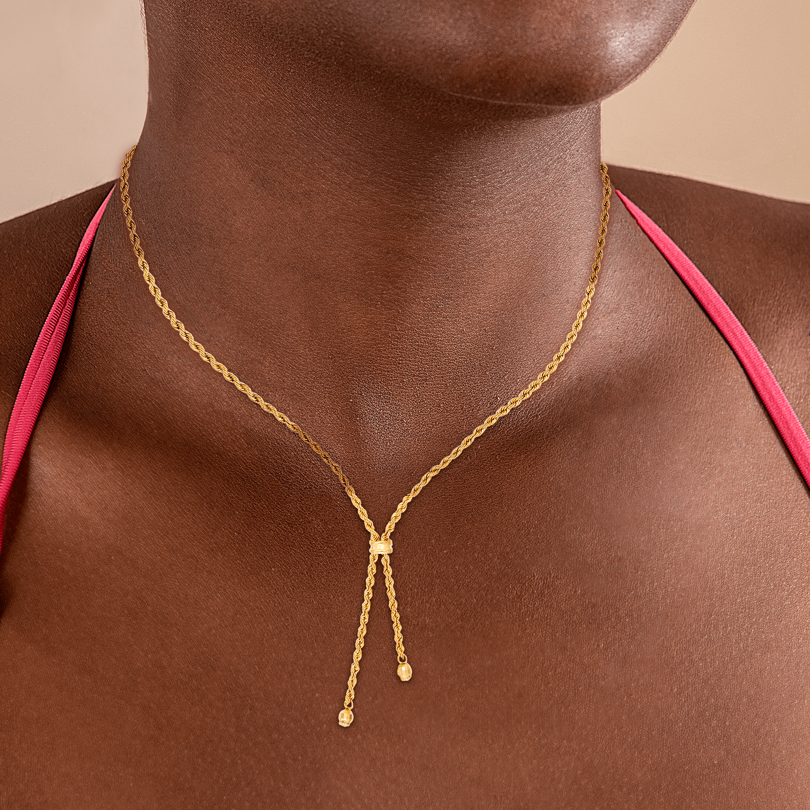 Collier or maille corde grain d'or