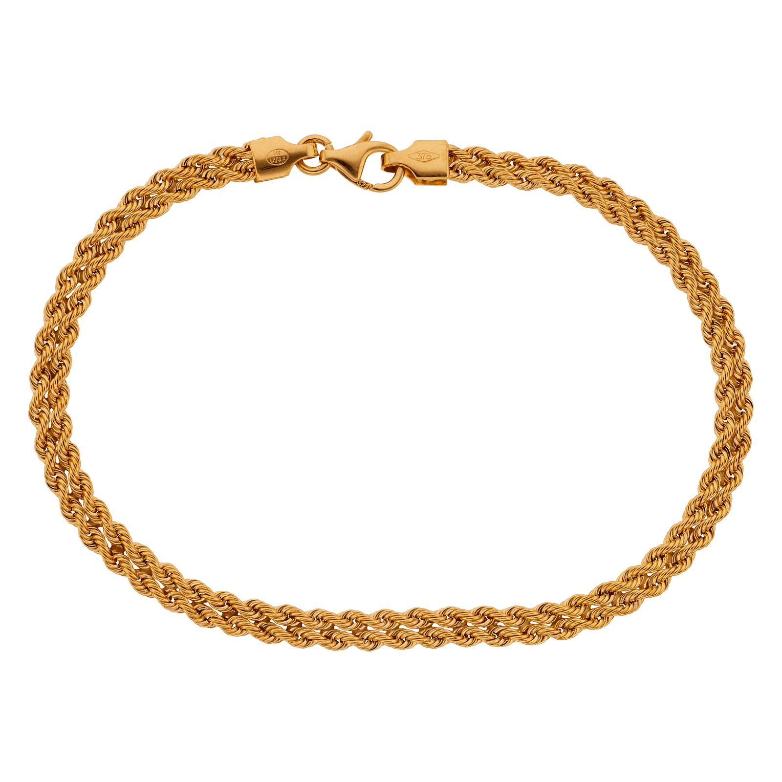 Bracelet Maille Corde 2 rangs 4mm 19cm Or375