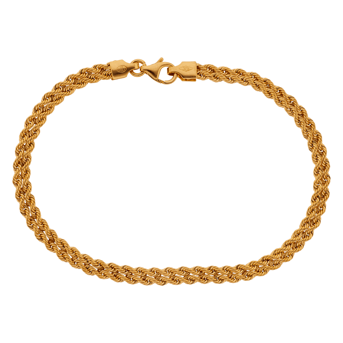 Bracelet Maille Corde 2 rangs 4mm 19cm Or375