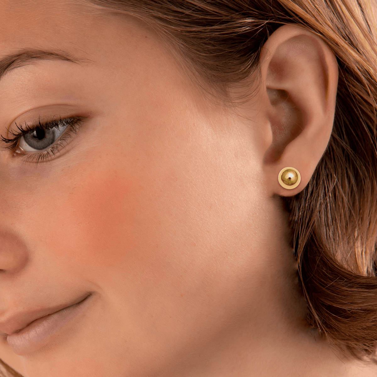 Boucles D'oreilles Or 375 Bouton 8mm