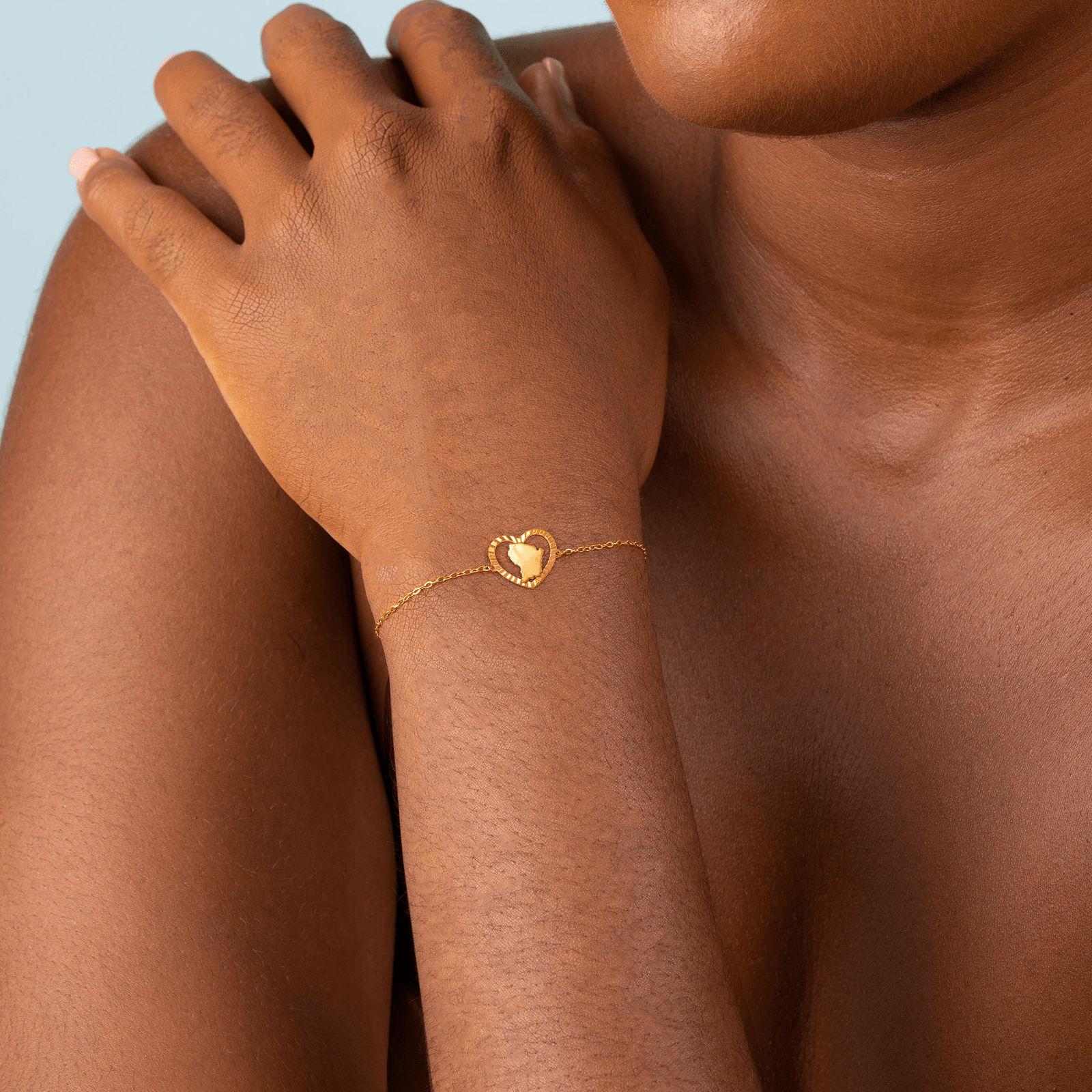 Bracelet Or 750 Coeur Diamanté Guyane 17+2Cm