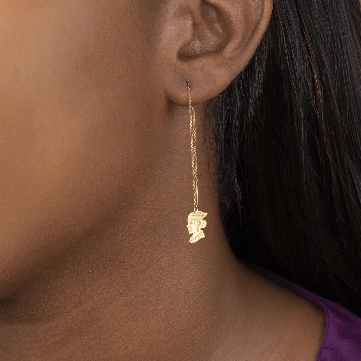 Boucles D'oreilles Cayennaise Or 750 7.5*10mm Pendant 100mm