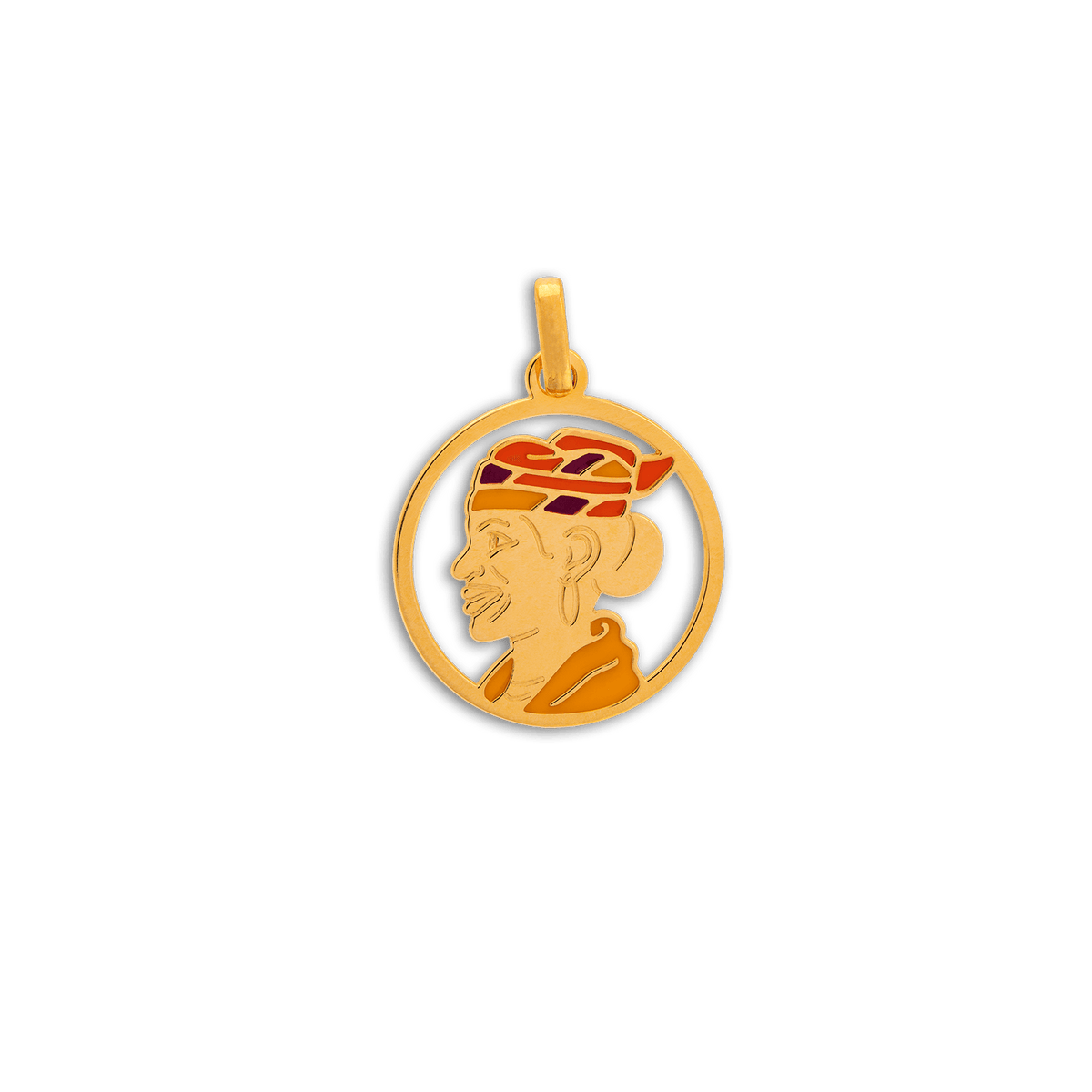 Pendentif Or 750 Cayennaise Email 15.6*20mm Avec Bélière
