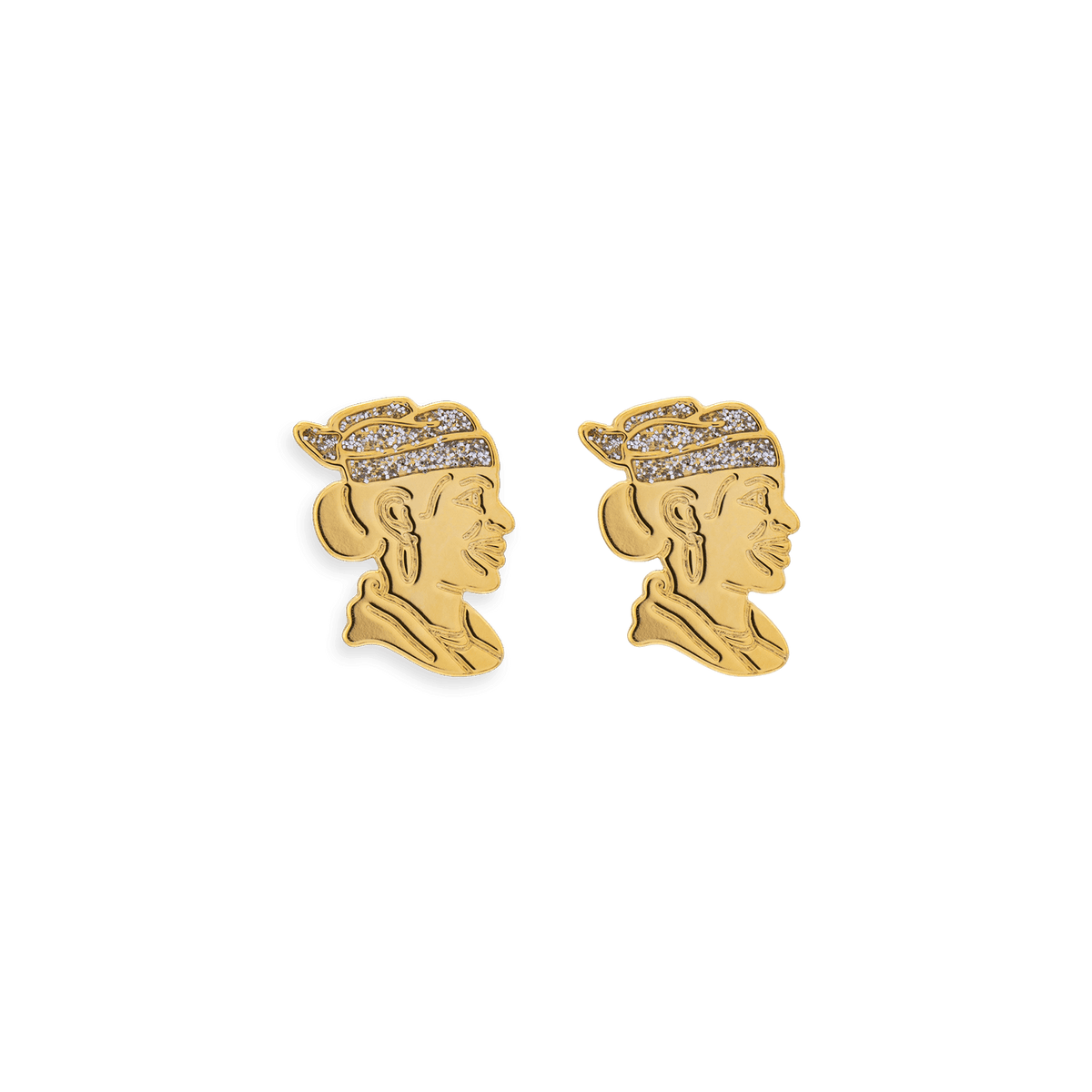 Boucles D'oreilles Or 750 Cayennaise Email Pailleté 7*10mm